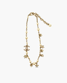 Chanel Star Heart Pearl Crystal CC Logo Necklace