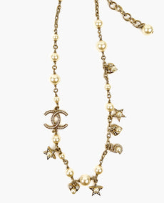 Chanel Star Heart Pearl Crystal CC Logo Necklace