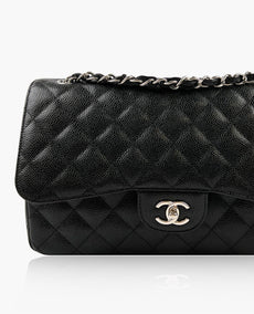 Chanel Timeless Jumbo Black Caviar Double Flap SHW