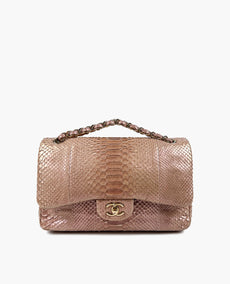 Chanel Jumbo Double Flap Bag Vaaleanpunainen Python GHW