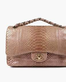 Chanel Jumbo Double Flap Bag Vaaleanpunainen Python GHW