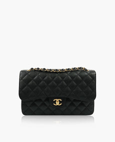 Chanel Timeless Jumbo Black Caviar Double Flap GHW