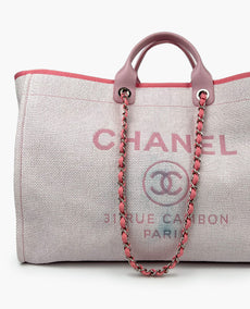 Chanel Deauville Tote Extra Large vaaleanpunainen SHW