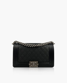 Chanel Boy Old Medium Caviar Black RHW