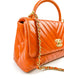 Chanel Medium Coco Handle Bag in Orange Chevron Quilted Glazed Calfskin Leather BGHW