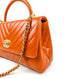 Chanel Medium Coco Handle Bag in Orange Chevron Quilted Glazed Calfskin Leather BGHW