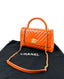 Chanel Medium Coco Handle Bag in Orange Chevron Quilted Glazed Calfskin Leather BGHW