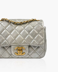 Chanel Mini Square Metallic Silver GHW