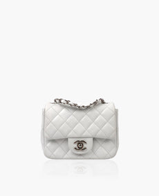 Chanel Mini Square White Caviar SHW