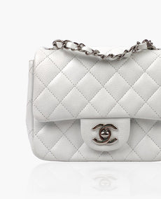 Chanel Mini Square White Caviar SHW