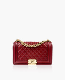 Chanel Boy Old Medium GHW Burgundy lampaannahka