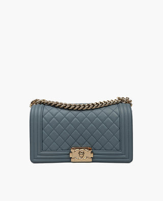 Chanel Boy Old Medium Lambskin Dusty Blue CHW