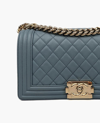 Chanel Boy Old Medium Lambskin Dusty Blue CHW