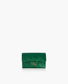 Chanel 18S Emerald Green Caviar Pieni lompakko CHW