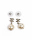 Chanel CC Silver Crystal and Pearl Drop Earrings