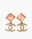 Chanel CC Drop Pink Crystal Earrings