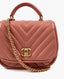 Chanel Reversed Chevron Round Flap Bag Antique Pink GHW