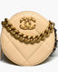 Chanel Lambskin Quilted 19 Round Clutch On Chain Bag Beige