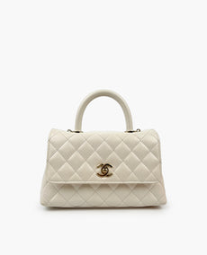 Chanel Mini Coco Top Handle White Caviar Bag CHW