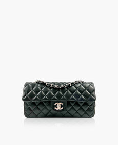 Chanel Black Lambskin East West Single Flap SHW