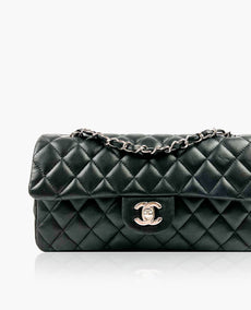 Chanel Black Lambskin East West Single Flap SHW