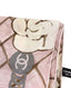 Chanel Silk Pale Pink White Gray Scarf with Camelia Flowers