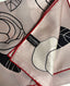 Chanel Silk Black, Pale Pink and Red Square Scarf with White Chanel Camellia Flowers