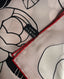 Chanel Silk Black, Pale Pink and Red Square Scarf with White Chanel Camellia Flowers