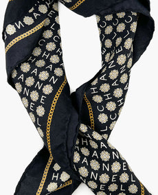 Chanel Silk Scarf Black