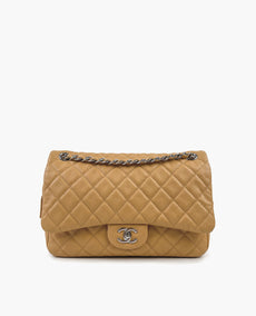 Chanel Easy Caviar Flap Bag Beige SHW