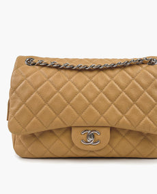 Chanel Easy Caviar Flap Bag Beige SHW