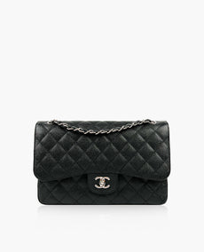 Chanel Timeless Jumbo Black Caviar Double Flap SHW