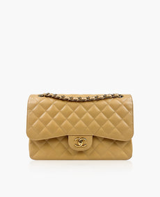 Chanel Timeless Jumbo Beige Caviar Double Flap GHW