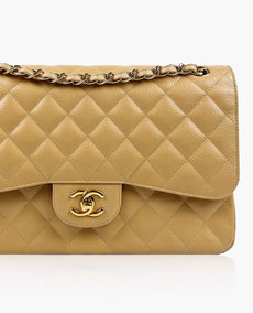 Chanel Timeless Jumbo Beige Caviar Double Flap GHW