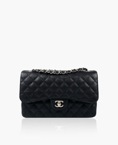 Chanel Jumbo Black Caviar Double Flap SHW