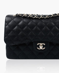 Chanel Jumbo Black Caviar Double Flap SHW