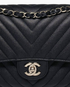 Chanel Timeless Medium Caviar Chevron SHW