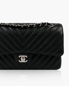 Chanel Timeless Medium Caviar Chevron Black SHW