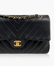 Chanel Timeless Medium Chevron Lambskin GHW Black