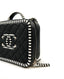 Chanel Caviar Quilted Striped Medium CC Filigree Vanity Case Black White