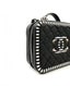 Chanel Caviar Quilted Striped Medium CC Filigree Vanity Case Black White