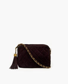 Chanel-kameralaukku Velvet Burgundy