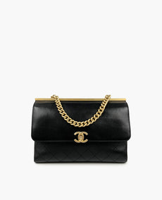 Chanel Stitched Lambskin Coco Luxe Medium Flap Bag Black