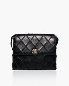 Chanel Stitched Shoulder Flap Bag Black