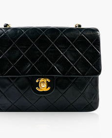 Chanel Vintage Mini Matrasse Flap Musta lampaannahka 24 K GHW