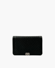 Chanel WOC Chevron Black Caviar RHW The Boy Lock