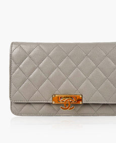 Chanel Golden Class Double CC Gray WOC Gray GHW