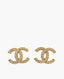 Chanel CC Champagne Earrings with Crystals and Chanel Lettering