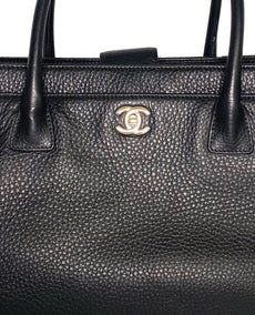 Chanel Black Pebbled Leather Executive Cerf XL Kangaskassi SHW