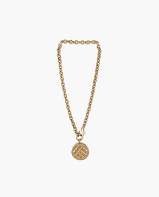 Chanel Gold CC Large Round Quilted Medallion Pendant Necklace